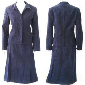 Vintage 1970s ULTRASUEDE navy blue 2pc skirt suit